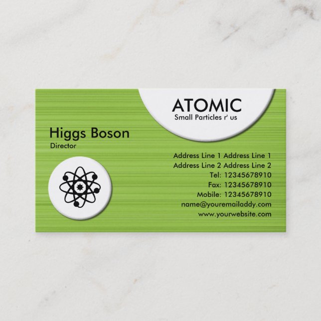 Atomkreise - grüne bürstenbehaftete Textur Visitenkarte (Vorderseite)