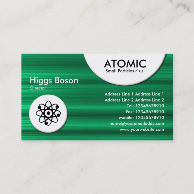Atomkreise - grüne bürstenbehaftete Textur Visitenkarte (Vorderseite)