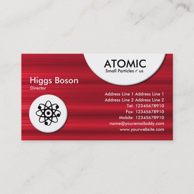 Atomkreise - rot gebürstete Textur Visitenkarte (Vorderseite)