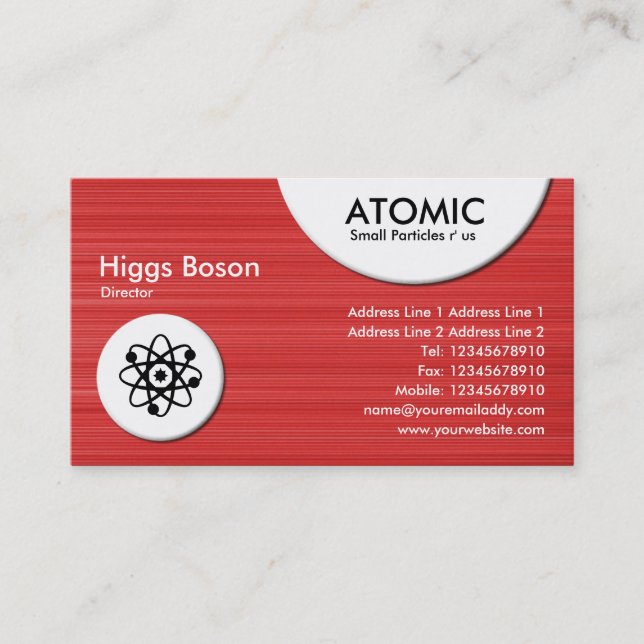 Atomkreise - rot gebürstete Textur Visitenkarte (Vorderseite)