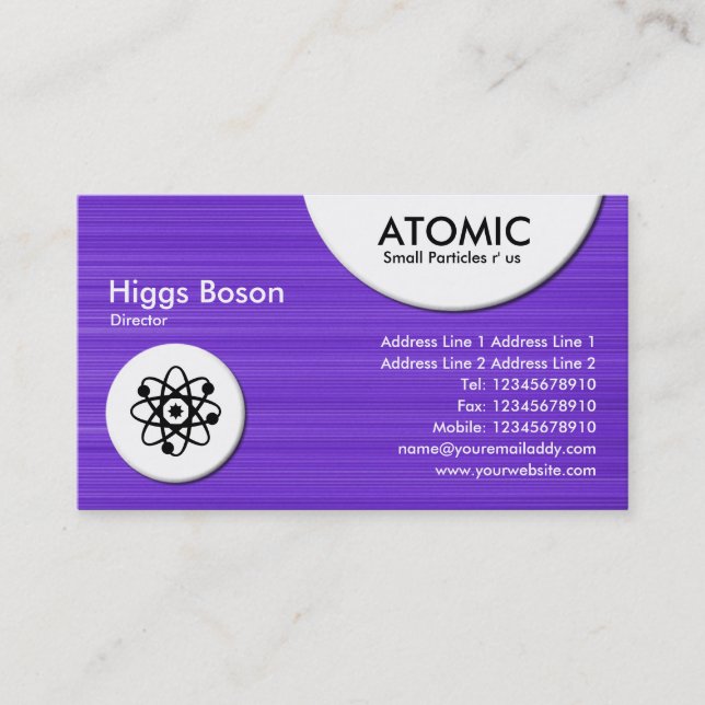 Atomkreise - violette Bürstenstruktur Visitenkarte (Vorderseite)