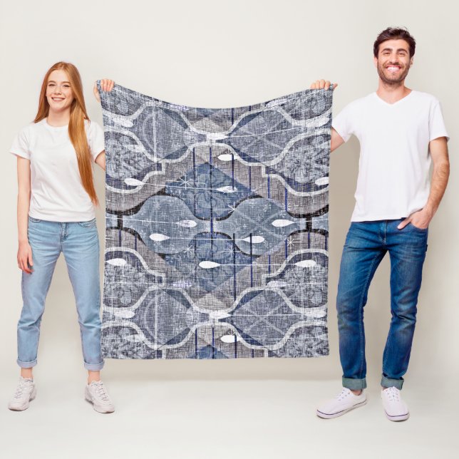 Atomogee Blue Gray Modernes Bauernhaus Mitte des J Fleecedecke (Beispiel)