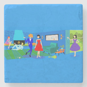 Atompalm Springs Cocktail Party Stone Untersetzer