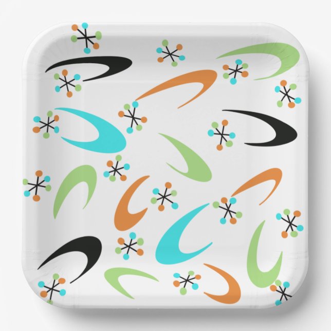 Atompapier-Teller aus der Mitte des Jahrhunderts Pappteller (Vorderseite)