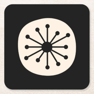 Atompunkt Niedlich Retro Schwarz und Creme des mit Rechteckiger Pappuntersetzer