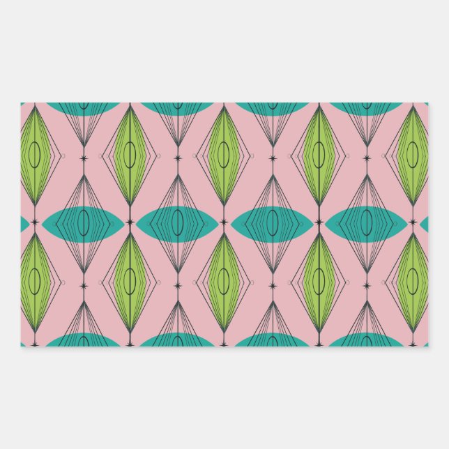 Atomrosa Ogee und Sternexplosion-Aufkleber Rechteckiger Aufkleber (Vorderseite)