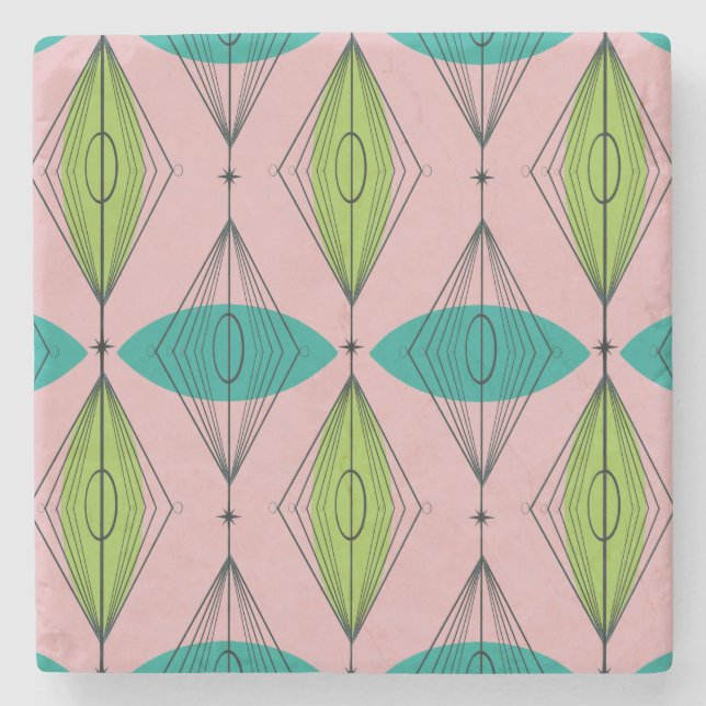 Atomrosa Ogee und Sternexplosion Marmorstein Unter Steinuntersetzer (Vorderseite)