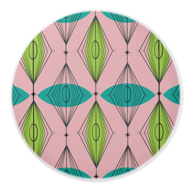 Atomrosa Ogee und Sternexplosionen Keramik Knochen Keramikknauf (Vorderseite)