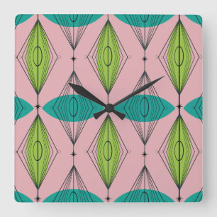 Atomrosa Ogee und Sternexplosionen, Wall Clock Quadratische Wanduhr