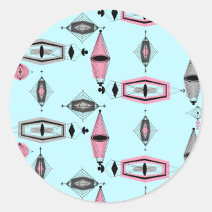 Atomrosa und Grau-Muster-Sticker Runder Aufkleber