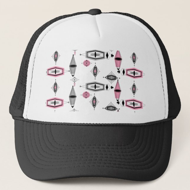 Atomrosa und Graue Pattern Trucker Hat Truckerkappe (Vorderseite)