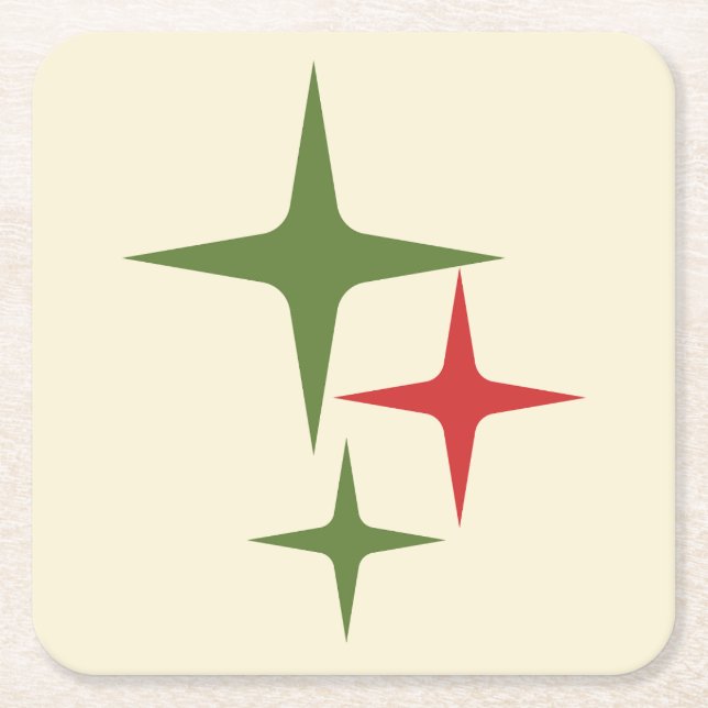 Atoms Stars Mitteljahrhundert Retro Weihnachten Ro Rechteckiger Pappuntersetzer (Vorderseite)