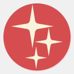 Atoms Stars Mitteljahrhundert Retro Weihnachtsrot  Runder Aufkleber