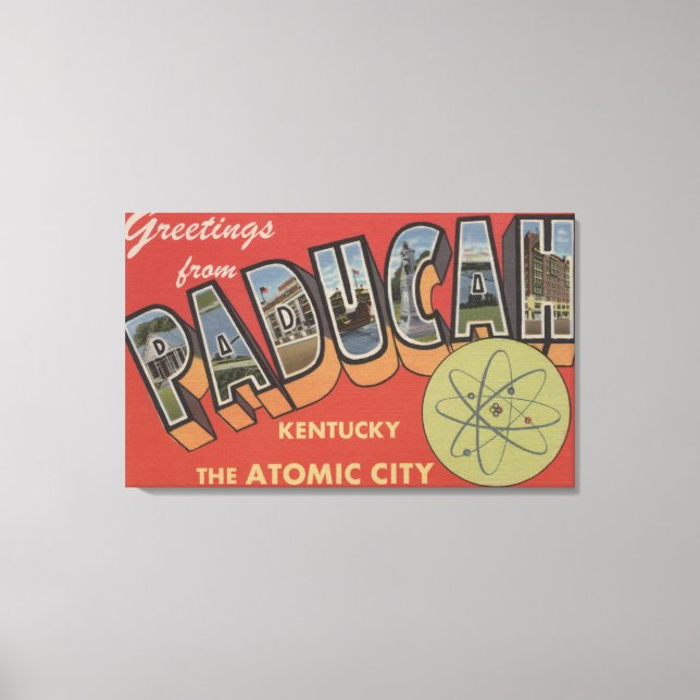 Atomstadt - Große Briefmarkenszenen Leinwanddruck (Vorderseite)