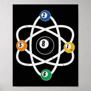 Atomstruktur Billard Männer Funny 8 Ball Pool Poster