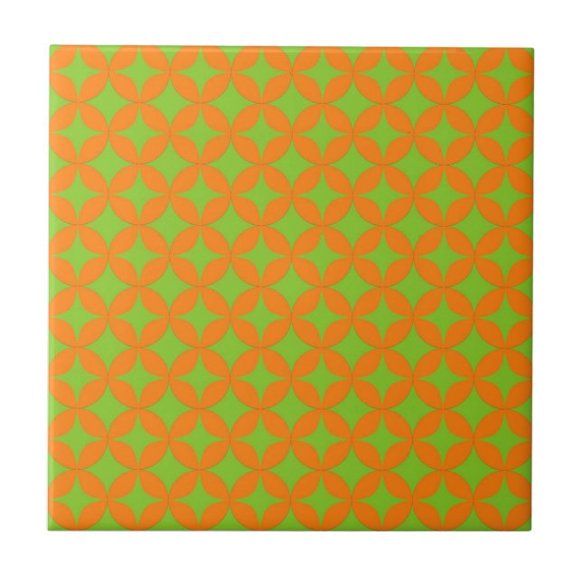 Atomsturm-Sternenexplosion Glitzern Retro-Orange-M Fliese (Vorderseite)