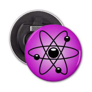 Atomsymbol auf rosa Hintergrund Flaschenöffner
