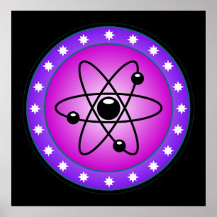 Atomsymbol auf rosa Hintergrund Poster