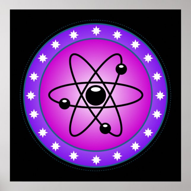 Atomsymbol auf rosa Hintergrund Poster (Vorne)