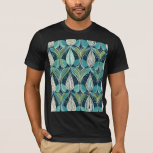 Atomtropfen Mitte des Jahrhunderts blaues grünes M T-Shirt