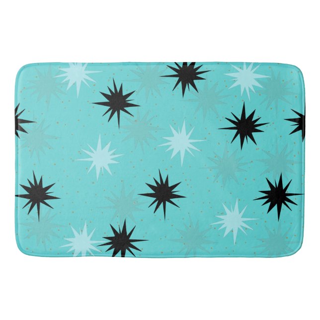 Atomtürkisfarbene Sternexplosionen Bath Mat Badematte (Vorderseite)