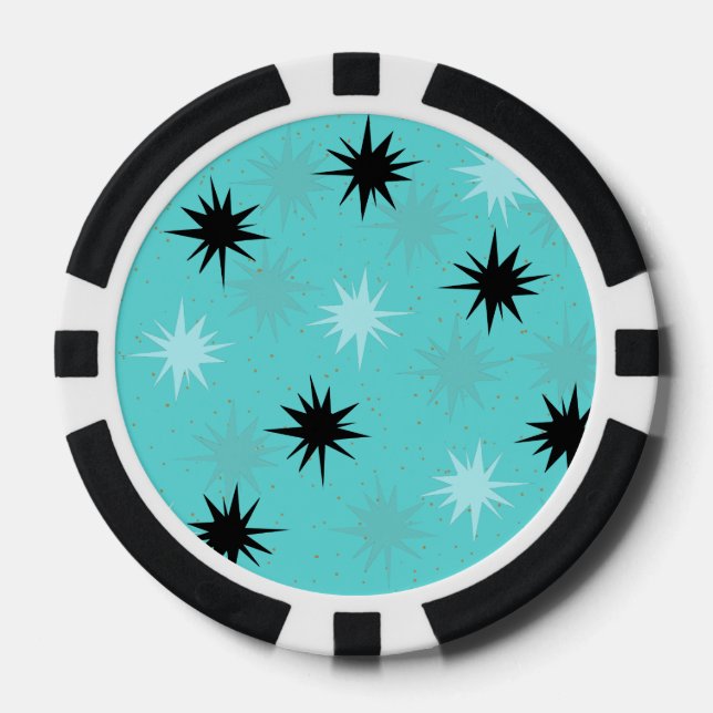 Atomtürkisfarbene Sternexplosionen Poker Chips (Vorderseite)