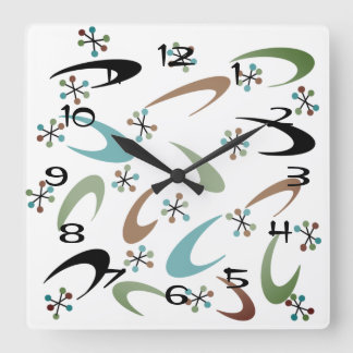 Atomuhr Mitte des Jahrhunderts Quadratische Wanduhr