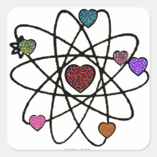Atomvalentins-Leoparden-Druck-Herzen Quadratischer Aufkleber