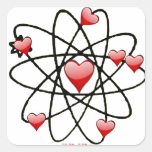 Atomvalentinsrot Herzen Quadratischer Aufkleber