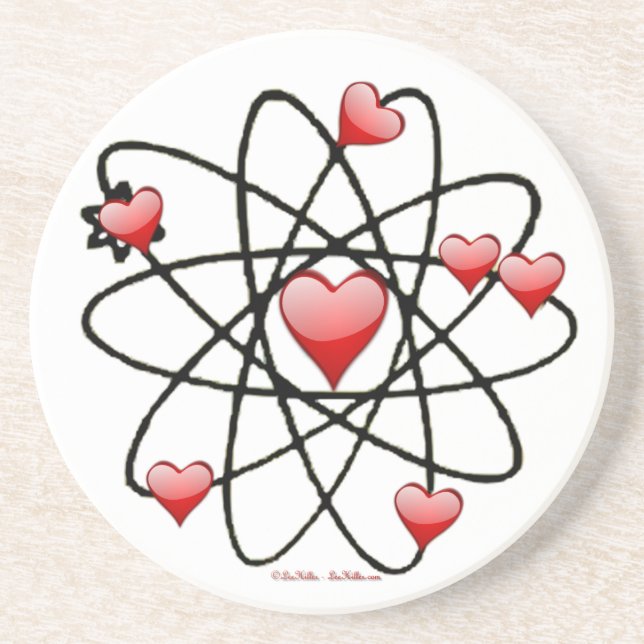 Atomvalentinsrot Herzen Sandstein Untersetzer (Vorne)