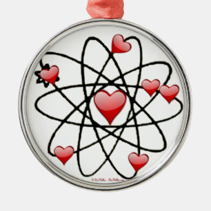 Atomvalentinsrot Herzen Silbernes Ornament