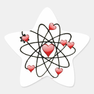 Atomvalentinsrot Herzen Stern-Aufkleber