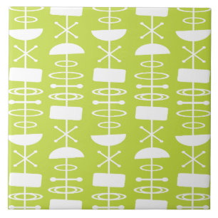 Atomzeitalter-Abstrakt-Symbole Chartreuse Fliese