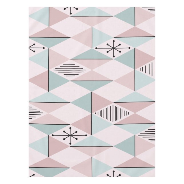 Atomzeitalter Art Diamonds Pastel Pink Green Tischdecke (Vorderseite)