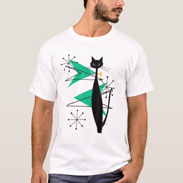 Atomzeitalter im Retro-Stil - Coole Katze T-Shirt (Vorderseite)
