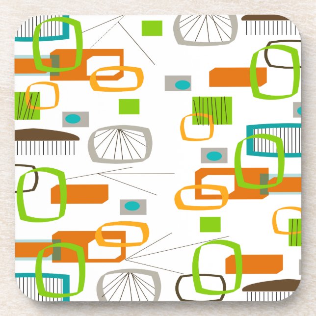 Atomzeitalter Inspiriert Design Mitte des Jahrhund Getränkeuntersetzer (Vorderseite)