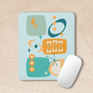 Atomzeitalter, Mid Century Abstract 19 Aqua, Orang Mousepad