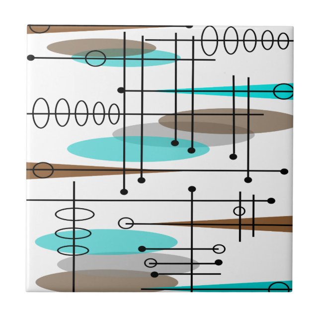 Atomzeitalter Mid-Century Modern abstraktes Tile Fliese (Vorderseite)