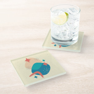 Atomzeitalter Mitte Abstrakt 17 Glasuntersetzer