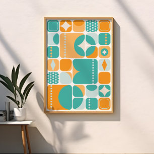 Atomzeitalter Mitte des Jahrhunderts Abstract Teal Poster