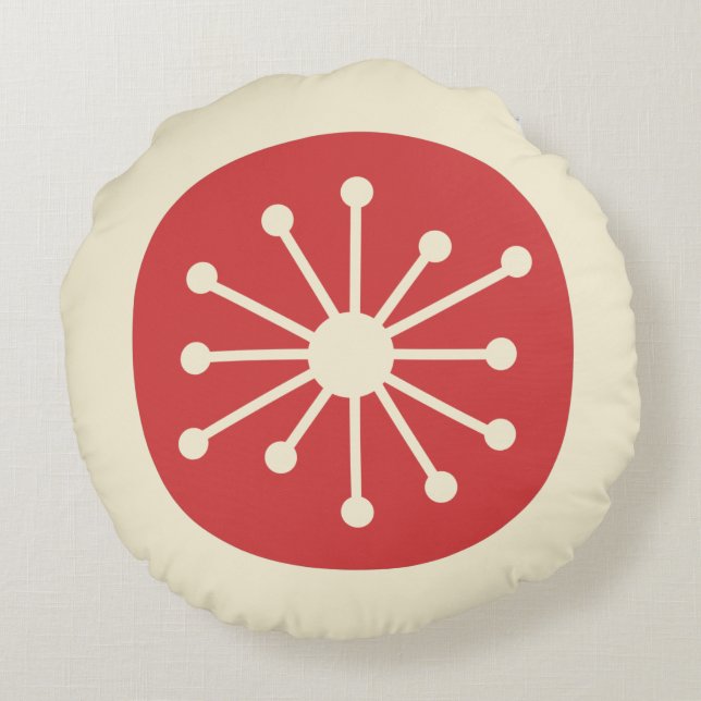 Atomzeitalter Mitte des Jahrhunderts Modernes Nied Rundes Kissen (Rückseite)