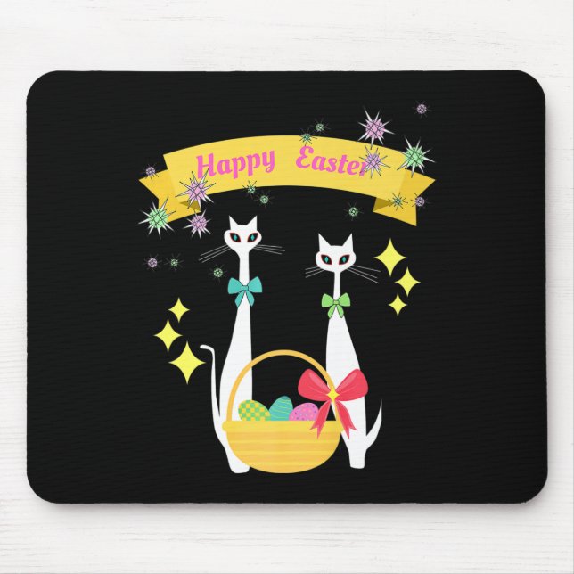 Atomzeitalter Mitte Jahrhundert Moderne Coole Katz Mousepad (Vorne)