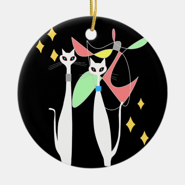 Atomzeitalter Mitte Jahrhundert Modernes Cooles Ka Keramik Ornament (Vorne)