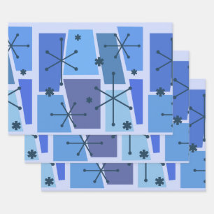 Atomzeitalter Pop Art Blue Geschenkpapier Set