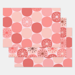 Atomzeitalter Retro Dots Mittelalter Mod Blush Ros Geschenkpapier Set
