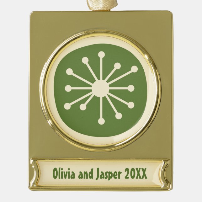 Atomzeitalter Retro Mitte Jahrhundert Modernes Min Banner-Ornament Gold (Vorderseite)