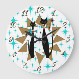 Atomzeitalter Retro Mittelalter Moderne Coole Katz Große Wanduhr