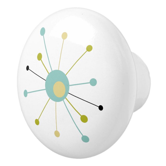 Atomzeitalter Sternexplosion Mitte Jahrhundert Mod Keramikknauf (Rechts)