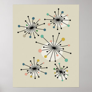 Atomzeitalter Sternexplosion Mitte Jahrhundert Mod Poster