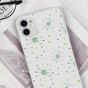 Atomzeitalter Sternexplosion und Dots Mid Century iPhone 16 Hülle